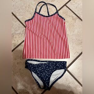 OshKosh girls size 6  Navy Star and Red Stripe Swim Set
